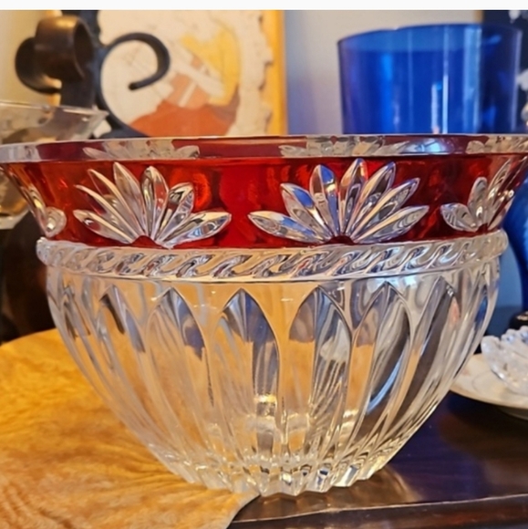 France marked Fan Cut to clear Heavy Lead Crystal Corinth Bowl Fan cut - Picture 11 of 11